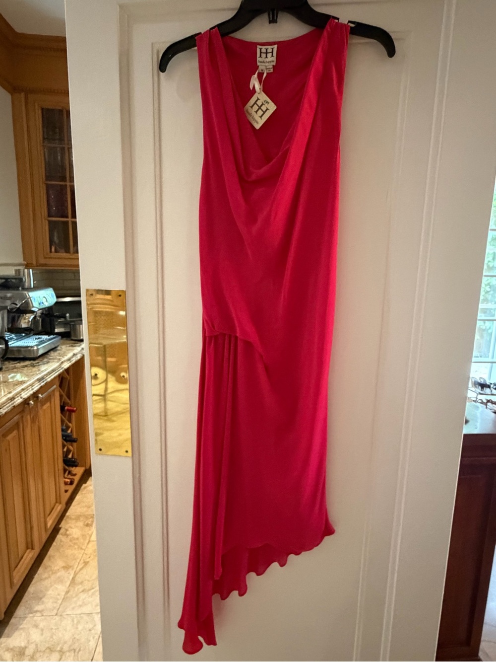 Haute Hippie Asymmetrical Cowl Dress in Hot Pink